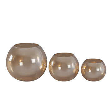 Windlicht – Gold Glas, Runde Form, Glänzende Oberfläche, S - Lenore | PTMD