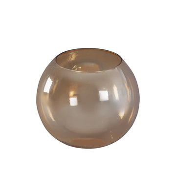 Windlicht – Gold Glas, Runde Form, Glänzende Oberfläche, S - Lenore | PTMD