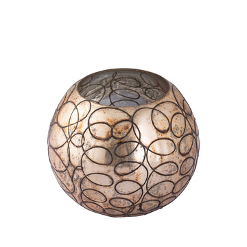Windlicht aus Glas, rundes Design, metallische Akzentstruktur – Randall | PTMD - Esszett Luxury | Stilvolles Wohnen mit Charakter