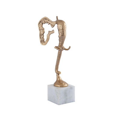 Statue – Elefanten Design, Marmor Basis, Aluminium Material, Champagner, S – Horton | PTMD