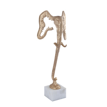 Statue – Elefanten Design, Marmor Basis, Aluminium Material, Champagner, L – Horton | PTMD