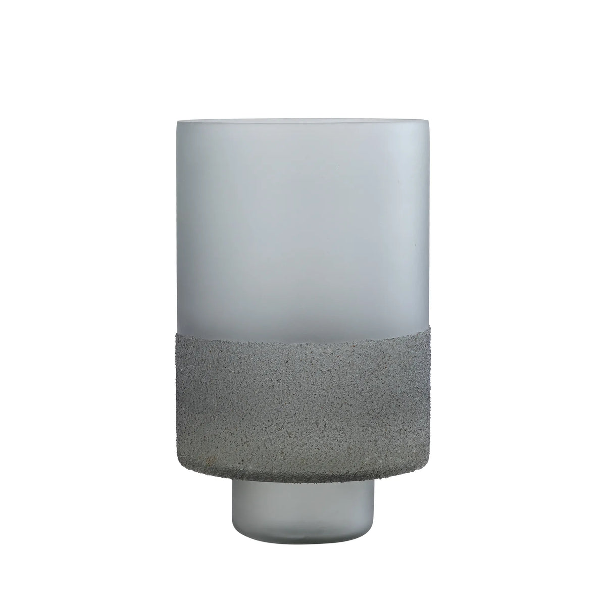Windlicht – Graues Glas, Runde Form, Gefrosteter Boden, L - Miral | PTMD