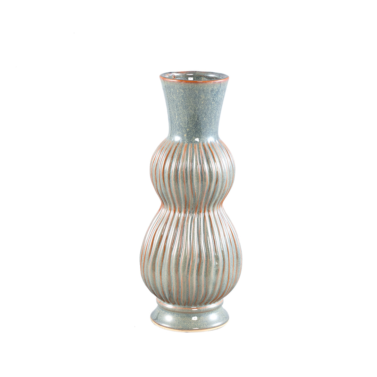 Vase aus Steinzeug - Keramik, hoch, blau mit Zwiebel - Dekor – Oswald | PTMD - Esszett Luxury | Stilvolles Wohnen mit Charakter