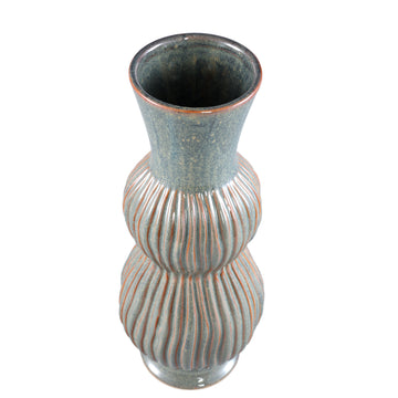 Vase aus Steinzeug - Keramik, hoch, blau mit Zwiebel - Dekor – Oswald | PTMD - Esszett Luxury | Stilvolles Wohnen mit Charakter