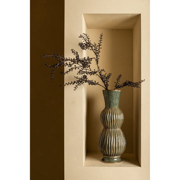 Vase aus Steinzeug - Keramik, hoch, blau mit Zwiebel - Dekor – Oswald | PTMD - Esszett Luxury | Stilvolles Wohnen mit Charakter