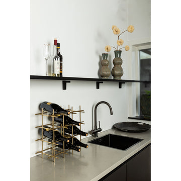 Weinregal – Stahl, Offenes Rahmen Design, Quadratische Form, Messing – Gordo | PTMD