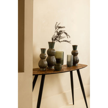 Windlicht aus Glas, grünes Finish, mattierter Boden – Miral | PTMD - Esszett Luxury | Stilvolles Wohnen mit Charakter