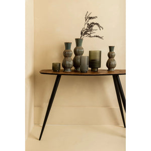 Windlicht – Grünes Glas, Runde Form, Gefrosteter Boden, L - Miral | PTMD