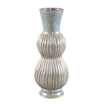 Vase aus Steinzeug - Keramik, hoch, blau mit Zwiebel - Dekor – Oswald | PTMD - Esszett Luxury | Stilvolles Wohnen mit Charakter