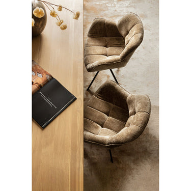 Stuhl aus Polyesterstoff, weiches gepolstertes Finish, Schalensitz mit Rückenöffnung – Link | PTMD - Esszett Luxury | Stilvolles Wohnen mit Charakter