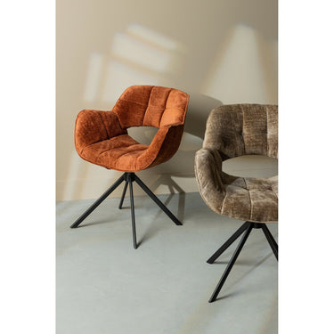 Stuhl aus Polyesterstoff, weiches gepolstertes Finish, Schalensitz mit Rückenöffnung – Link | PTMD - Esszett Luxury | Stilvolles Wohnen mit Charakter
