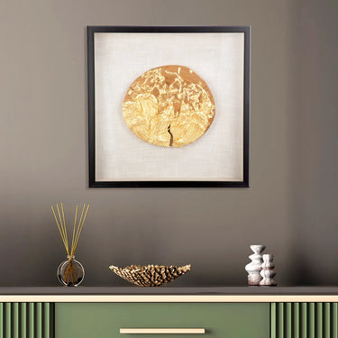 Wandbild – Goldene Metalloptik, Holzmaterial, Natürliche Maserung, 60 cm - Holzscheibe | Gilde