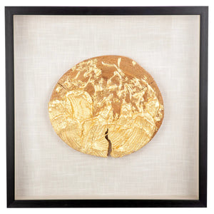 Wandbild – Goldene Metalloptik, Holzmaterial, Natürliche Maserung, 60 cm - Holzscheibe | Gilde