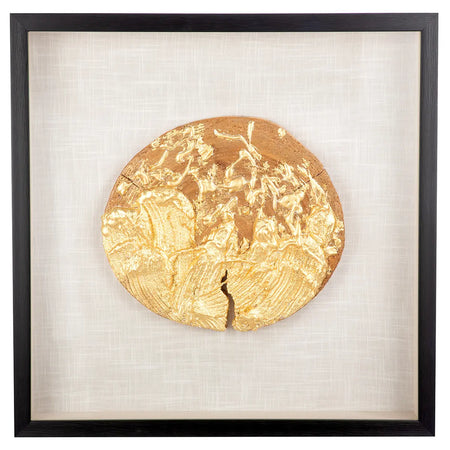 Wandbild – Goldene Metalloptik, Holzmaterial, Natürliche Maserung, 60 cm - Holzscheibe | Gilde image