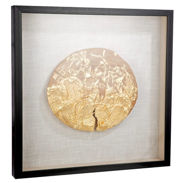 Wandbild – Goldene Metalloptik, Holzmaterial, Natürliche Maserung, 60 cm - Holzscheibe | Gilde