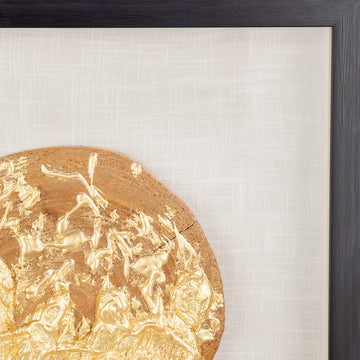 Wandbild – Goldene Metalloptik, Holzmaterial, Natürliche Maserung, 60 cm - Holzscheibe | Gilde