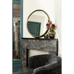 Wall Mirror - Cast Aluminum Metal, Round Shape, Irregular Edge, Handmade, Gold, S – Limera | PTMD