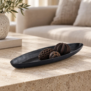 Bowl – Cast Aluminium, Black Finish, Oval Shape, S – Yaren | PTMD