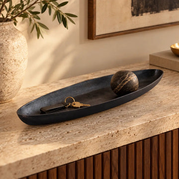 Bowl – Cast Aluminium, Black Finish, Oval Shape, S – Yaren | PTMD