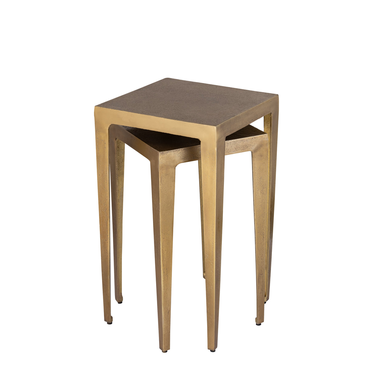 Side table – cast aluminum, square, brass-colored/gold, handmade, low – Rivva | PTMD