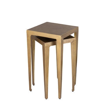 Beistelltisch – Aluminiumguss, Quadratische Form, Stabiles Design, Gold – Rivva | PTMD