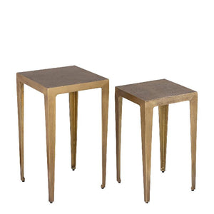 Side table – cast aluminum, square, brass-colored/gold, handmade, low – Rivva | PTMD