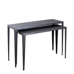 Beistelltisch – Schwarzes Aluminium, Rechteckige Form, Metalloptik - Rivva | PTMD