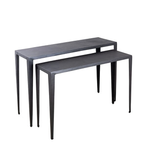 Beistelltisch – Schwarzes Aluminium, Rechteckige Form, Metalloptik - Rivva | PTMD