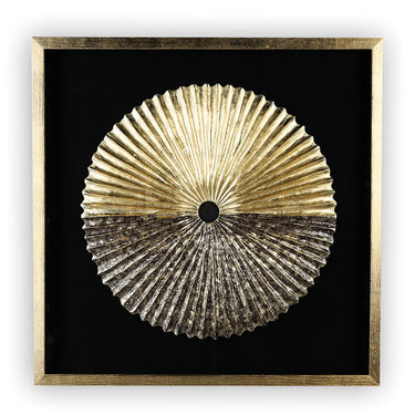 Wandbild – Goldenes Kreismotiv, Glasakzente, Schwarzer Kontrast, 80 cm - Plato | Gilde