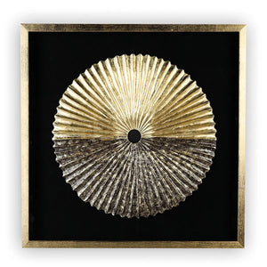 Wandbild – Goldenes Kreismotiv, Glasakzente, Schwarzer Kontrast, 80 cm - Plato | Gilde