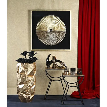 Wandbild – Goldenes Kreismotiv, Glasakzente, Schwarzer Kontrast, 80 cm - Plato | Gilde