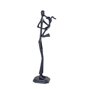 Statue aus Aluminium, Musikerfigur mit Saxophon, handgefertigte Verarbeitung – Kali | PTMD - Esszett Luxury | Stilvolles Wohnen mit Charakter