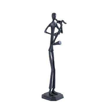 Statue aus Aluminium, Musikerfigur mit Saxophon, handgefertigte Verarbeitung – Kali | PTMD - Esszett Luxury | Stilvolles Wohnen mit Charakter