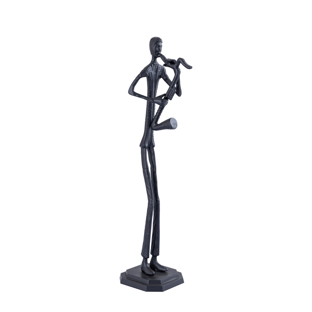 Statue aus Aluminium, Musikerfigur mit Saxophon, handgefertigte Verarbeitung – Kali | PTMD - Esszett Luxury | Stilvolles Wohnen mit Charakter