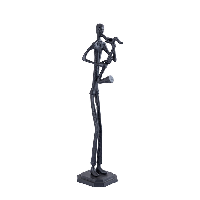 Statue aus Aluminium, Musikerfigur mit Saxophon, handgefertigte Verarbeitung – Kali | PTMD - Esszett Luxury | Stilvolles Wohnen mit Charakter