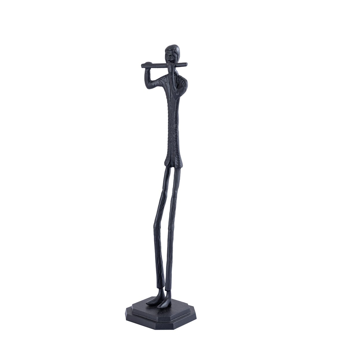 Statue aus Aluminium, Musikerfigur mit Flöte, handgefertigte Verarbeitung – Kali | PTMD - Esszett Luxury | Stilvolles Wohnen mit Charakter