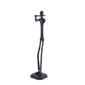 Statue aus Aluminium, Musikerfigur mit Flöte, handgefertigte Verarbeitung – Kali | PTMD - Esszett Luxury | Stilvolles Wohnen mit Charakter