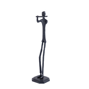 Statue aus Aluminium, Musikerfigur mit Flöte, handgefertigte Verarbeitung – Kali | PTMD - Esszett Luxury | Stilvolles Wohnen mit Charakter