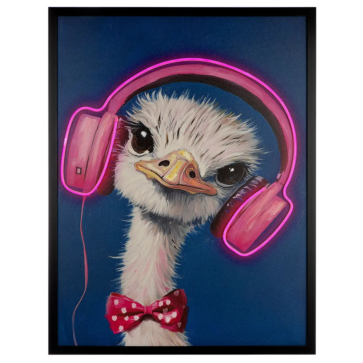 Wandbild – Ausdrucksstarkes Vogelmotiv, Glänzende Leinwand, Rosafarbene Akzente, 83 cm - Bird On Ear | Gilde