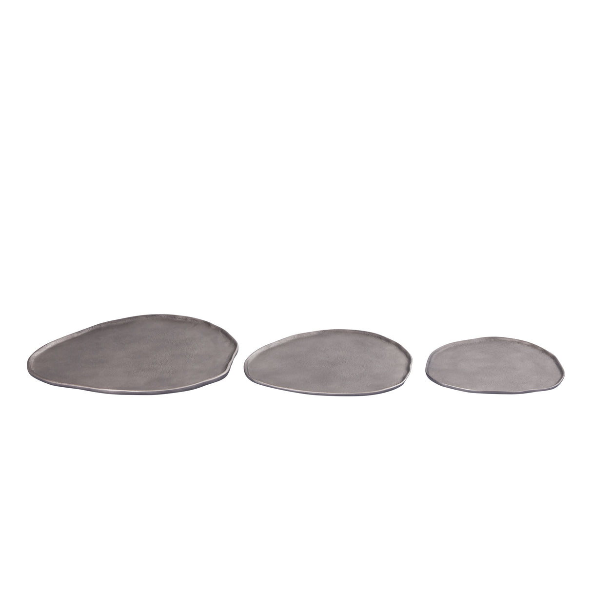 Schale – Runde Form, Organisches Design, Aluminium Material, Silber, L – Kora | PTMD
