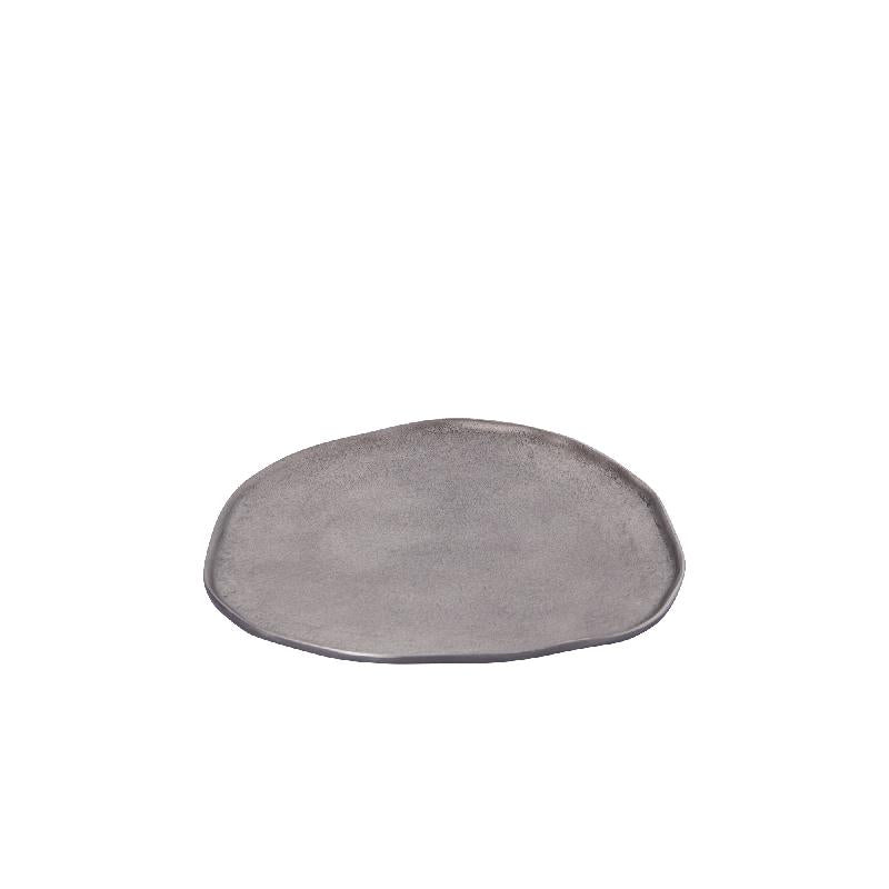 Bowl – organic shape, cast aluminum, handmade, pewter finish, S – Kora | PTMD