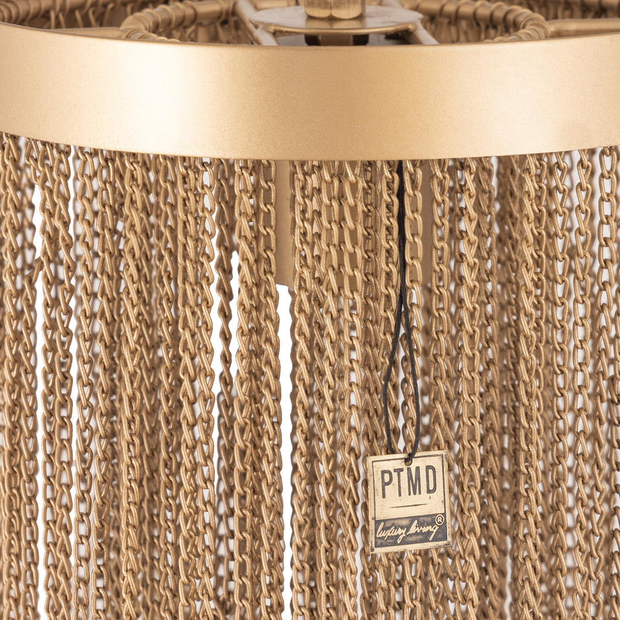 Hängelampe aus Eisen, goldfarbene Optik, Kettendesign, rundes Design, mit Baldachin, S – Brenton | PTMD