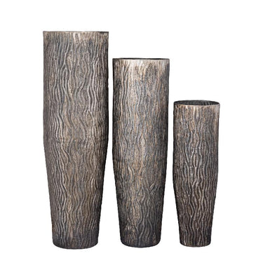 Blumentopf – Gewelltes Muster, Aluminium Blech, Silberne Oberfläche – Deandra | PTMD