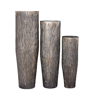 Blumentopf – Gewelltes Muster, Aluminium Blech, Silberne Oberfläche – Deandra | PTMD