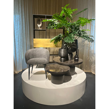 Couchtisch – Marmor Optik, Dunkler Sockel, Braune Hochform - Bregt | PTMD