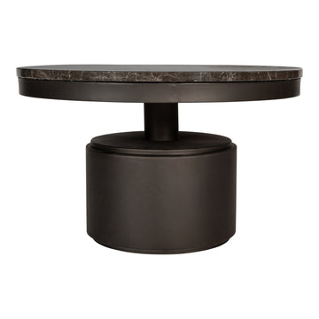 Couchtisch – Marmor Optik, Dunkler Sockel, Braune Hochform - Bregt | PTMD