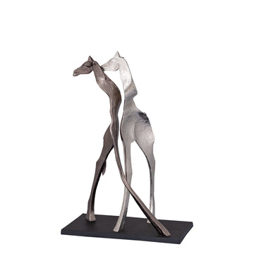 Statue – Giraffen Design, Tierform, Aluminium Material, Schwarz, S – Skye | PTMD