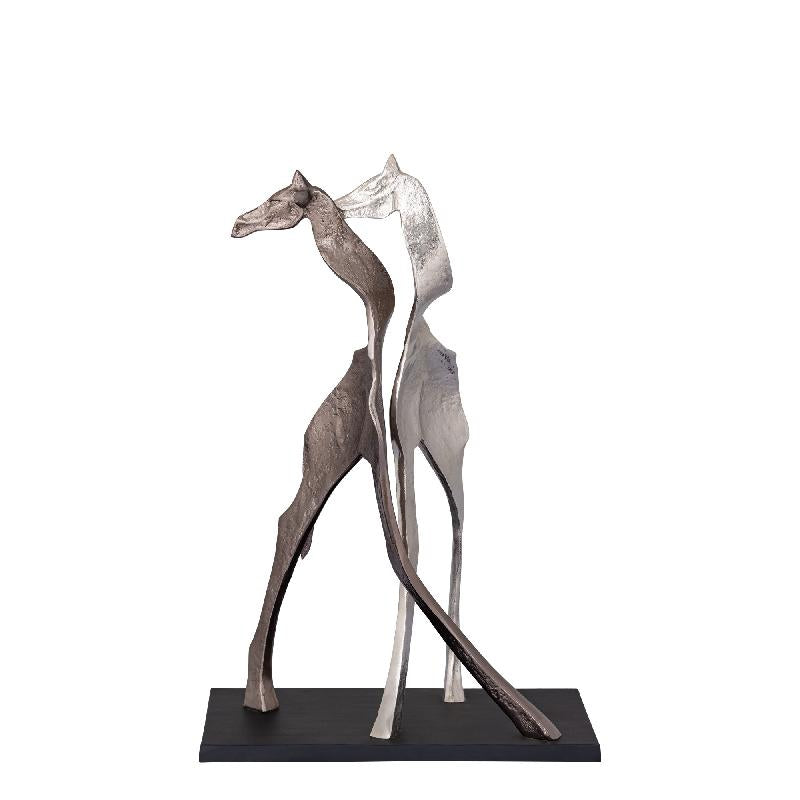 Statue – Giraffen Design, Tierform, Aluminium Material, Schwarz, S – Skye | PTMD