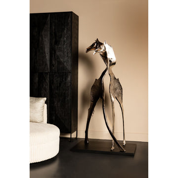 Statue – Giraffen Design, Tierform, Aluminium Material, Schwarz, L – Skye | PTMD