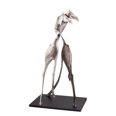 Statue - cast aluminum, black finish, mango wood base, L – Skye | PTMD